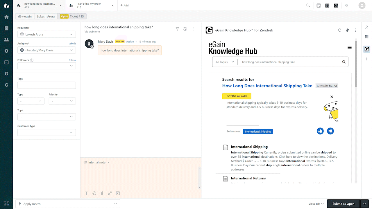 eGain Instant Answers